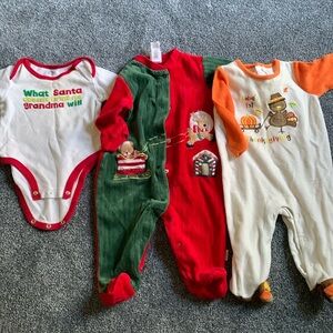 3 holiday jumpers. 2 Christmas and 1 thanksgiving. All 6 month size.